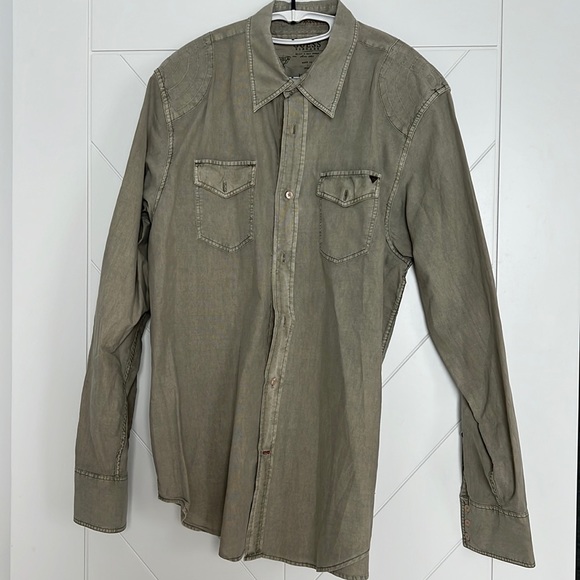 Guess Other - Army green long sleeve button down by Guess